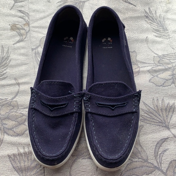 Cole Haan navy canvas loafers - Picture 1 of 4